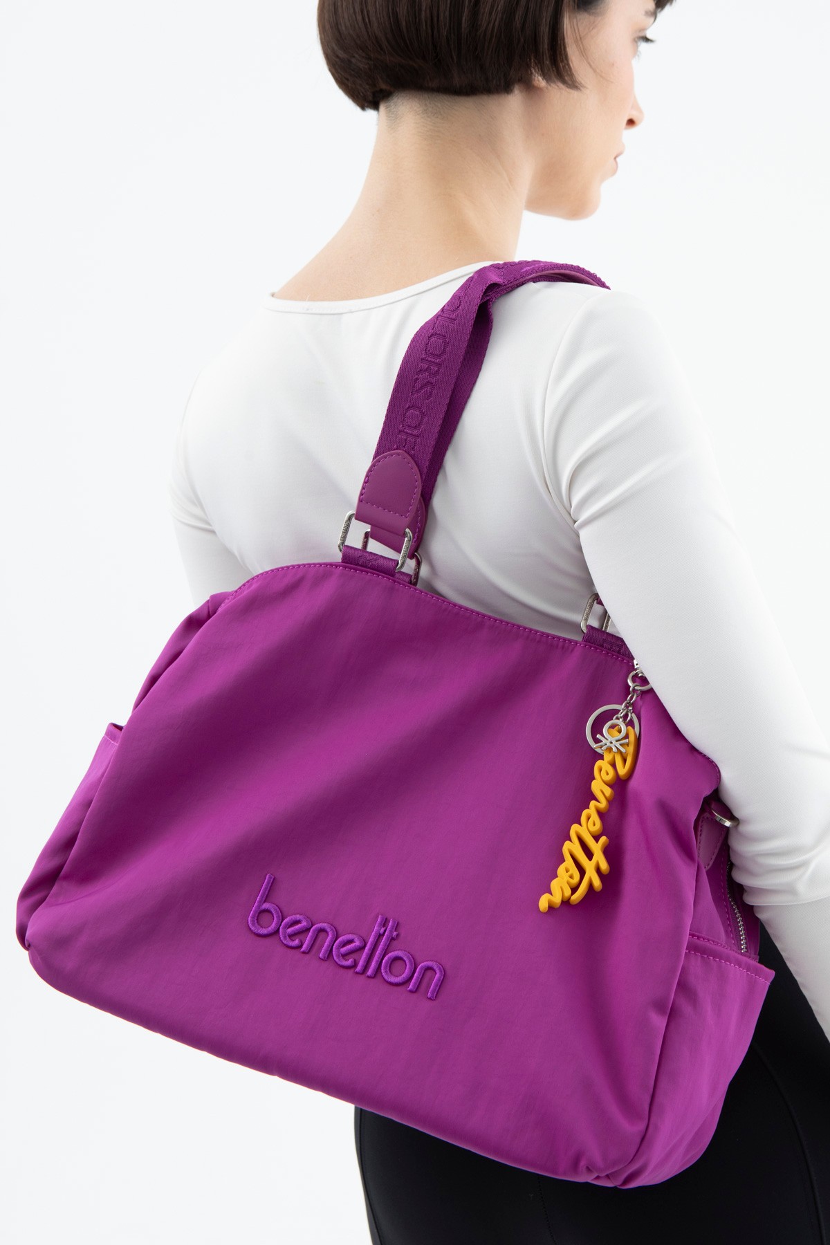 BENETTON 1483 İTHAL KUMAŞ KADIN ÇANTA - MÜRDÜM