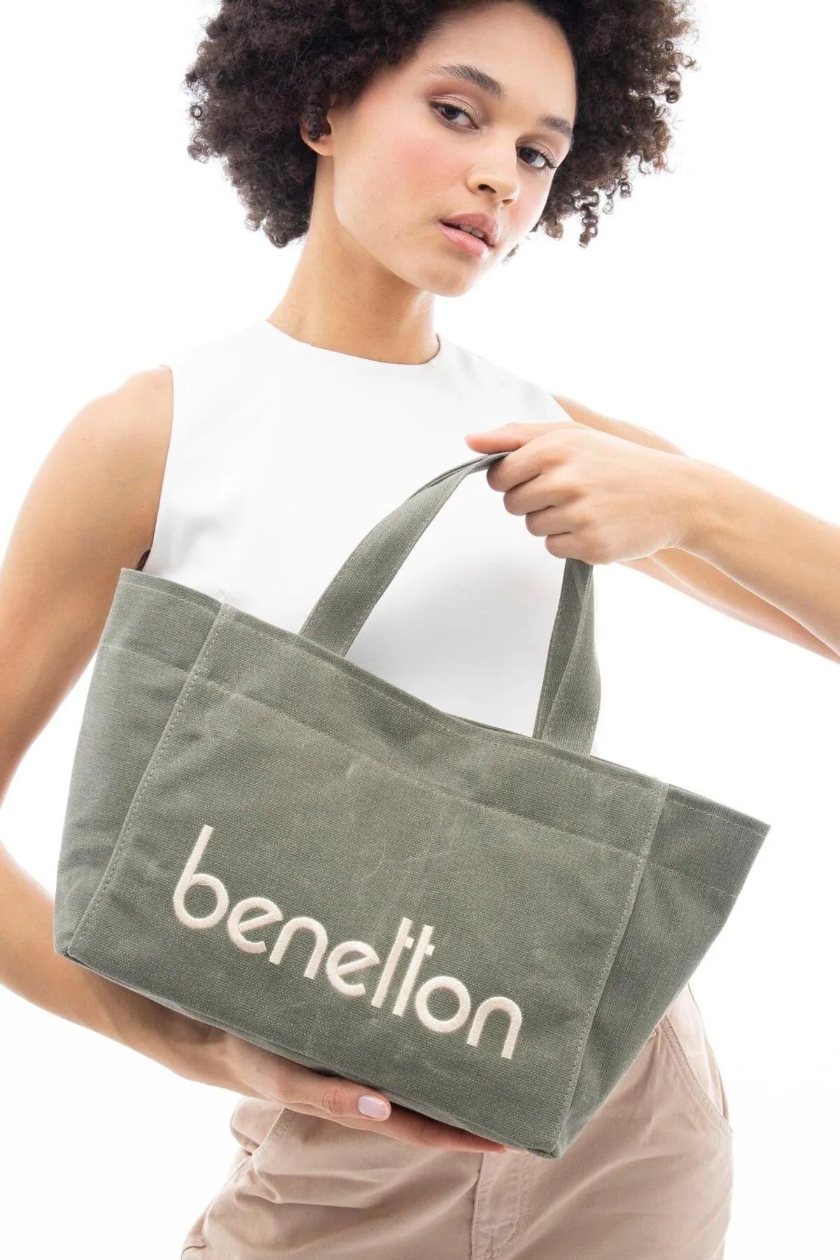 BENETTON 1102 KANVAS KADIN ÇANTA - HAKİ