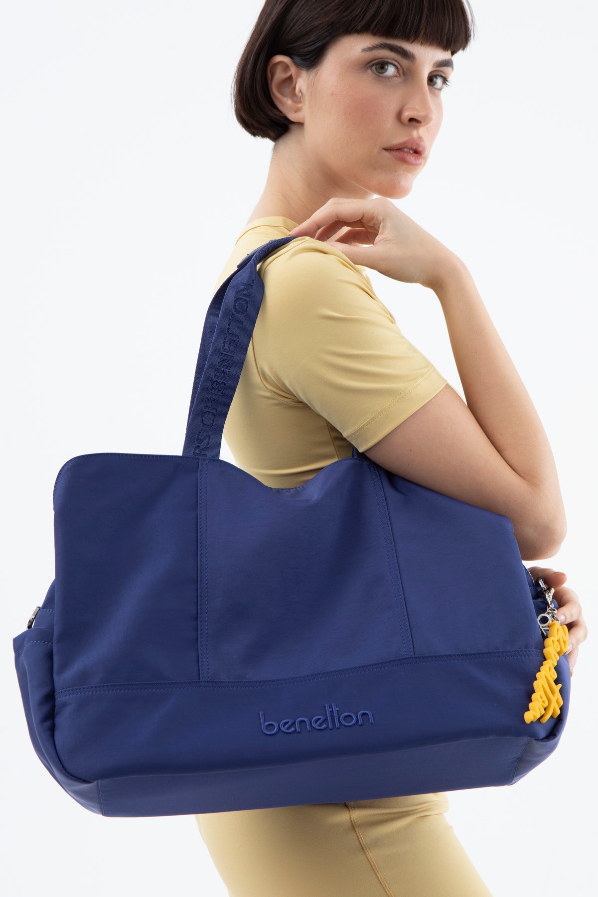 BENETTON 1489 İTHAL KUMAŞ KADIN ÇANTA - LACİVERT