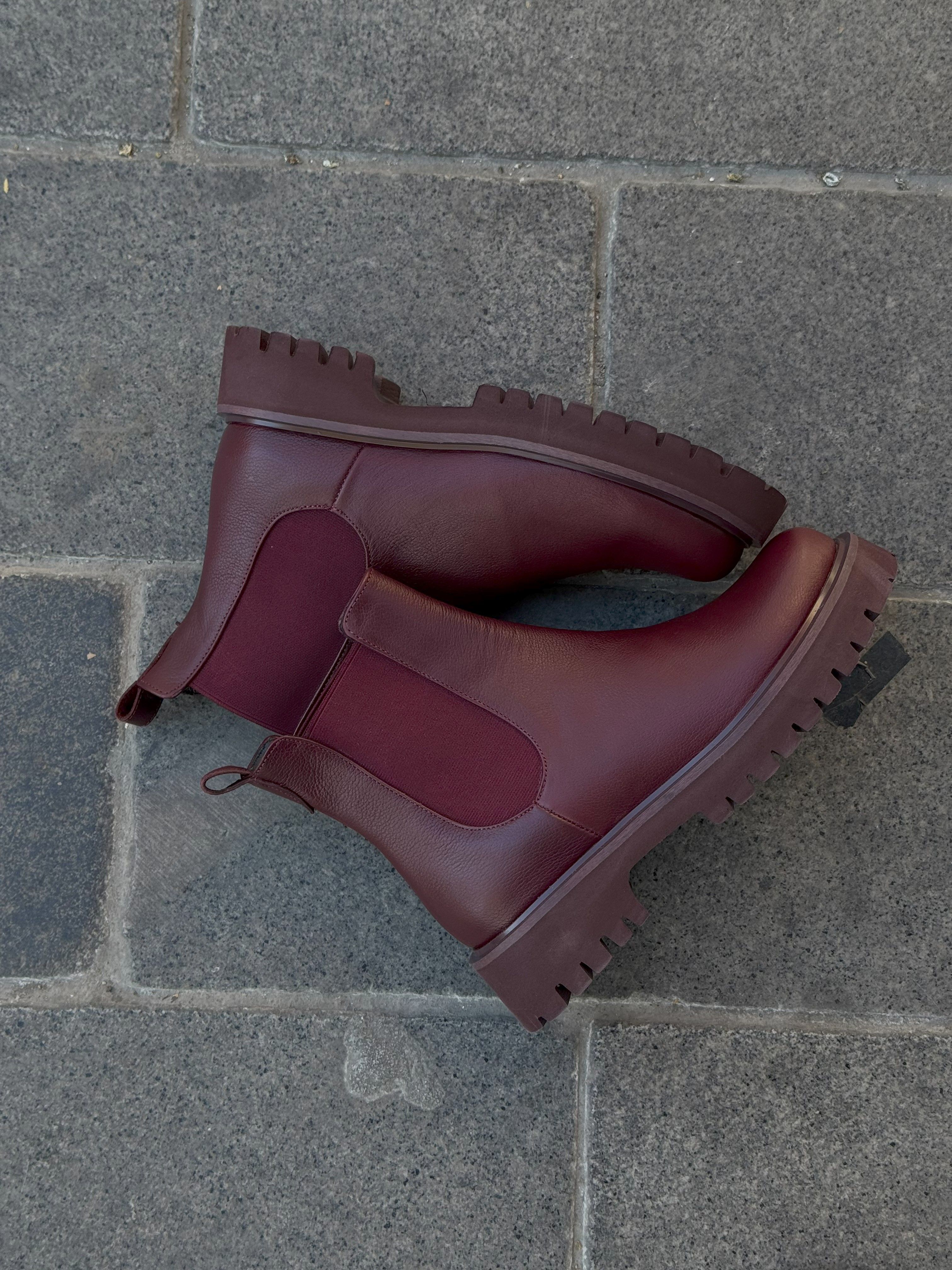 HEYBAGS D001 BORDO DERİ BOT