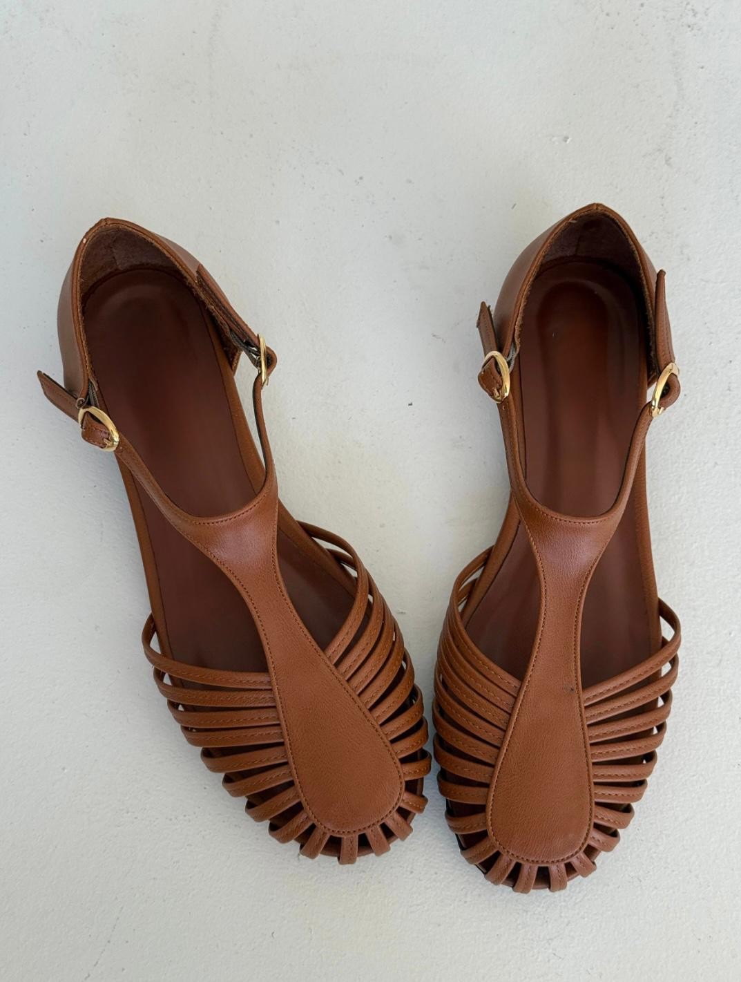 HEYBAGS 901 KADIN KAFESLİ SANDALET - TABA