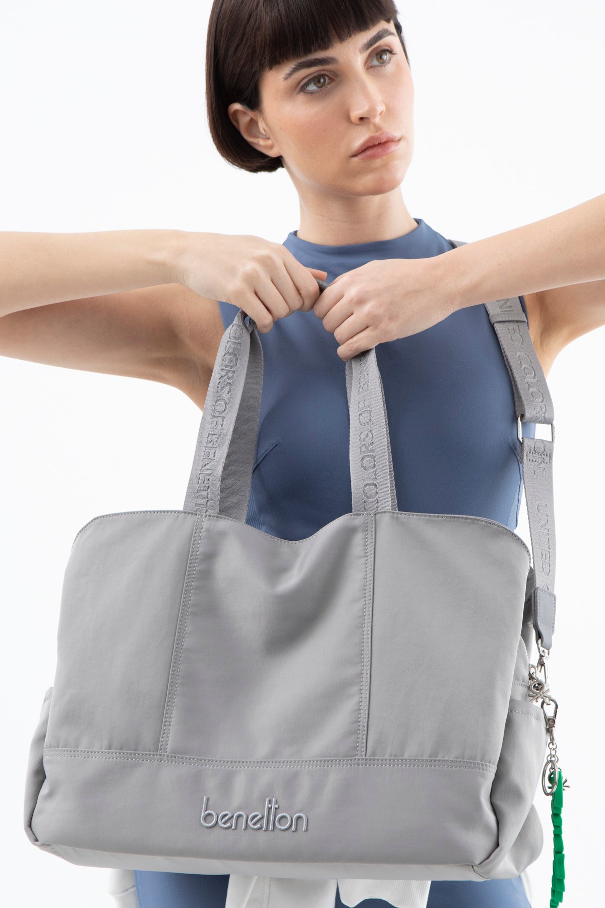 BENETTON 1489 İTHAL KUMAŞ KADIN ÇANTA - GRİ
