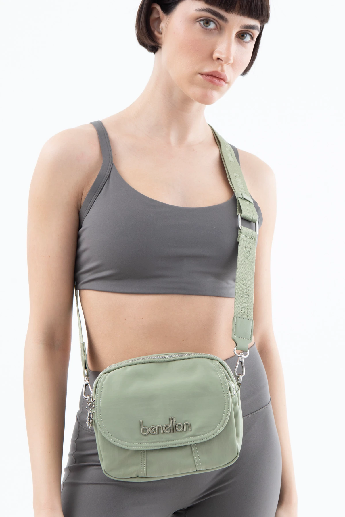 BENETTON 1493 İTHAL KUMAŞ KADIN ÇANTA - SU YEŞİLİ