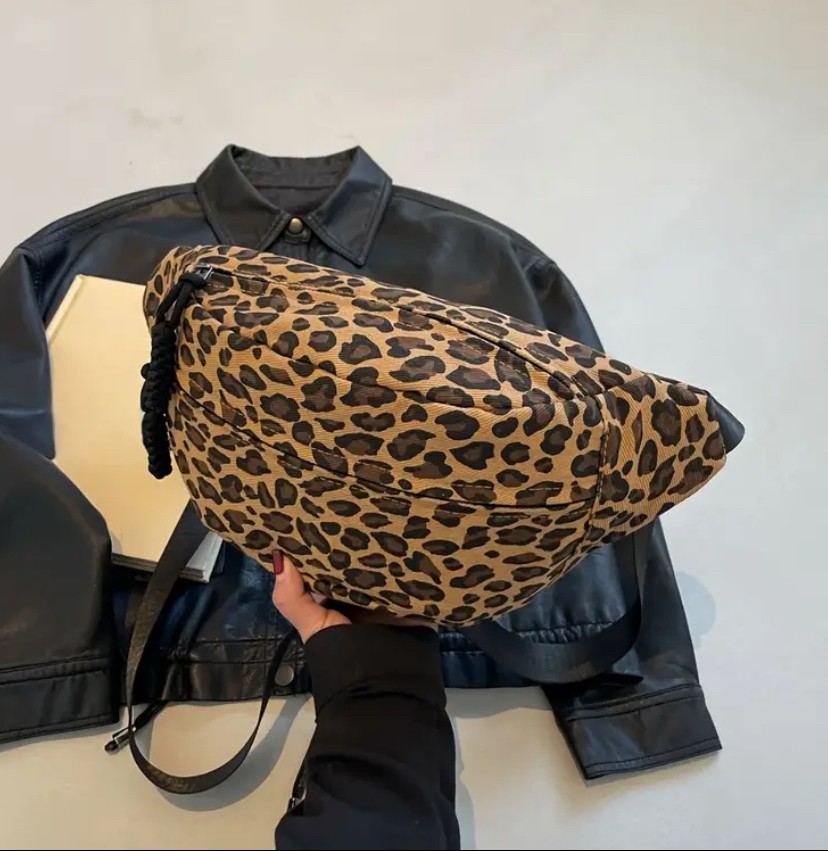 Kanvas Leopar Desen Freeback XL Çanta