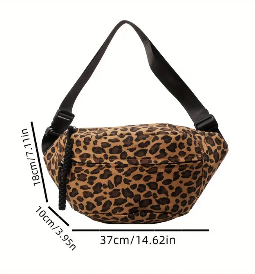 Kanvas Leopar Desen Freeback XL Çanta