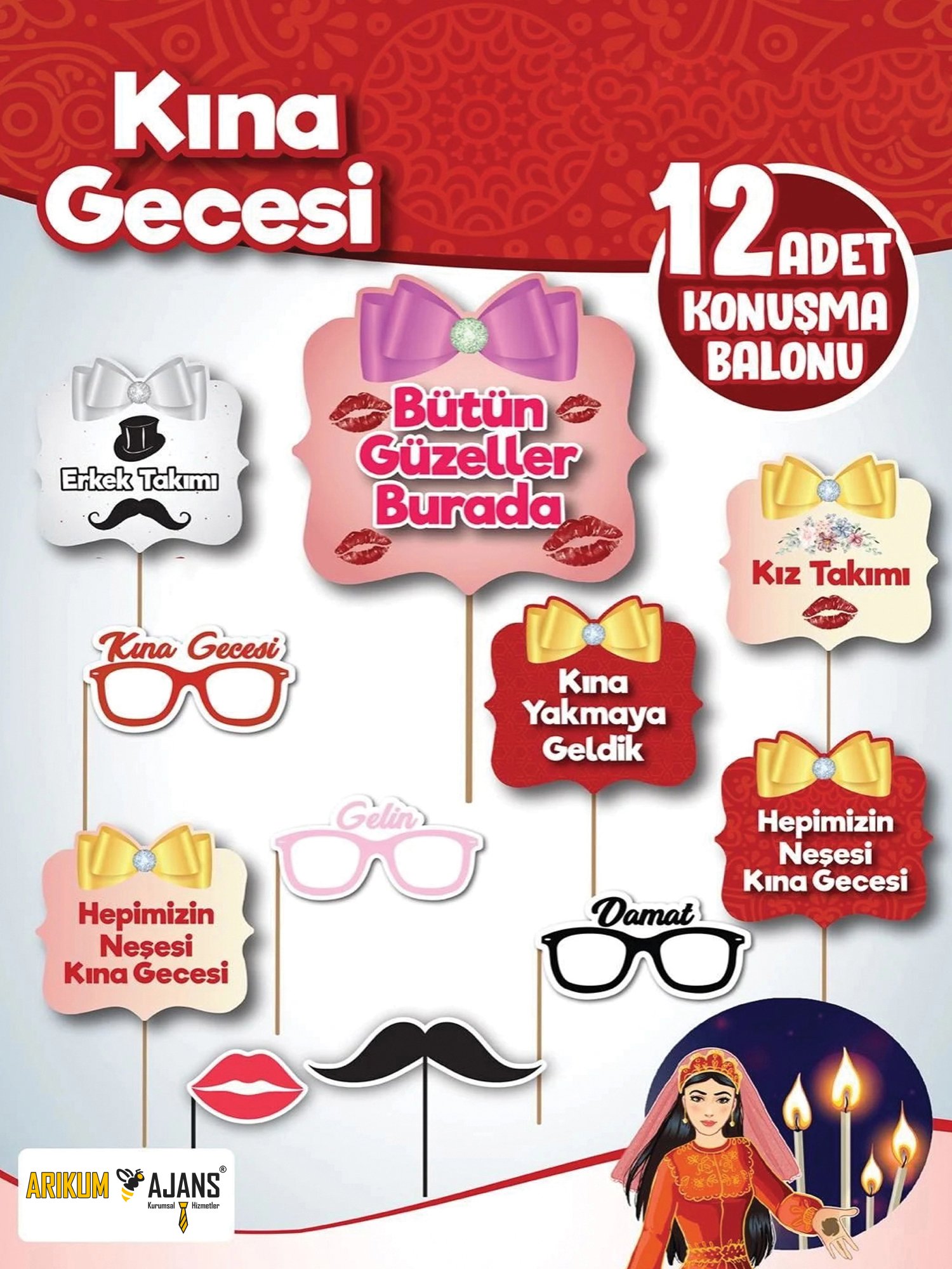 Kına Gecesi Konuşma Balonu 12 Adet