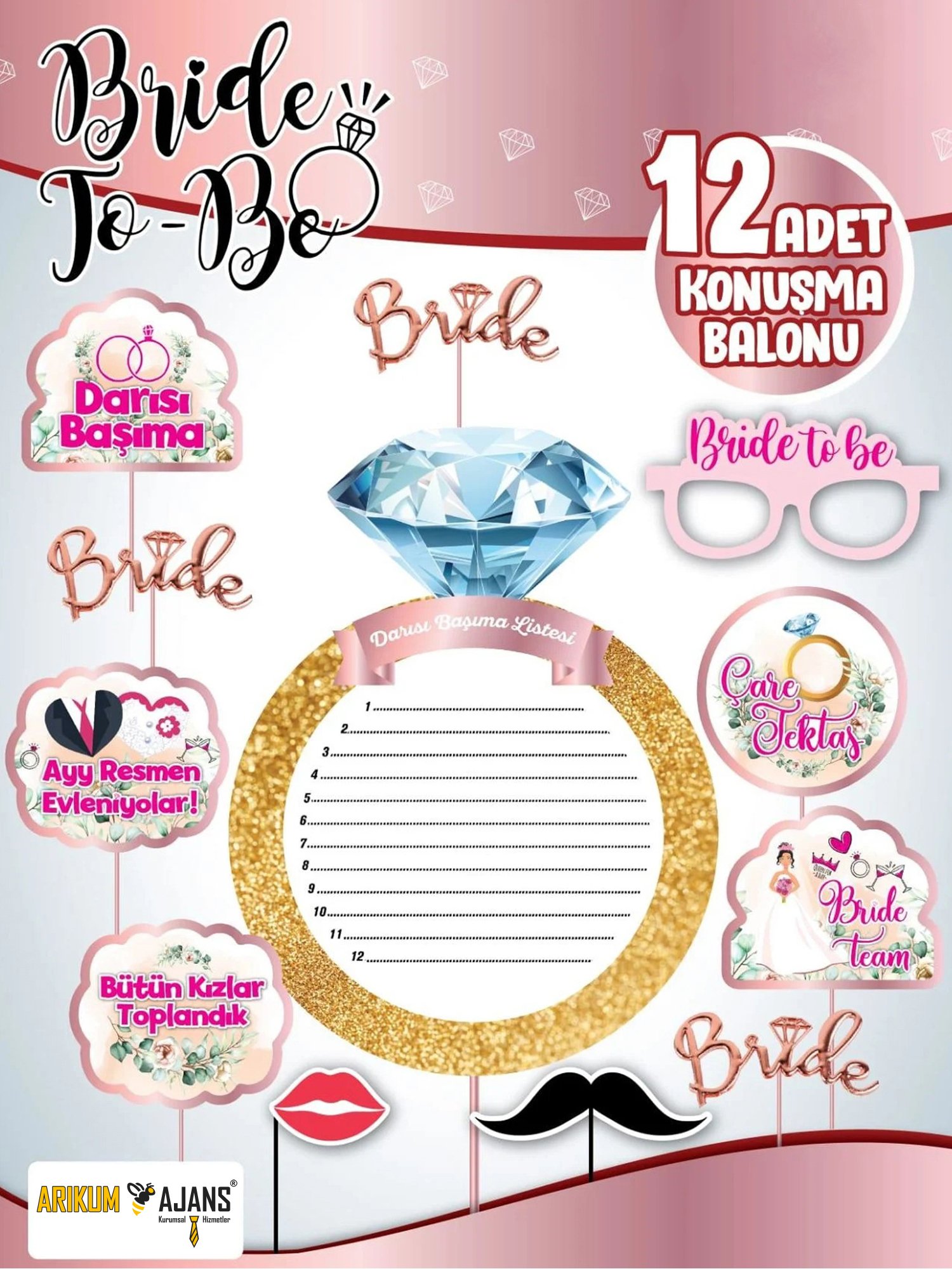 Bride To Be Konuşma Balonu 12 Adet