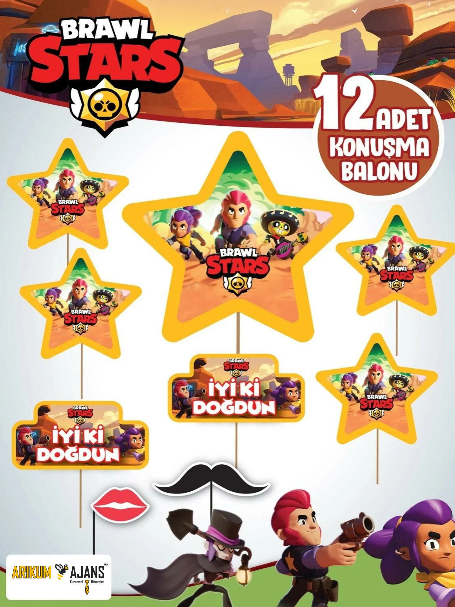 Brawl Stars Doğum Günü Konuşma Balonu 12 Adet
