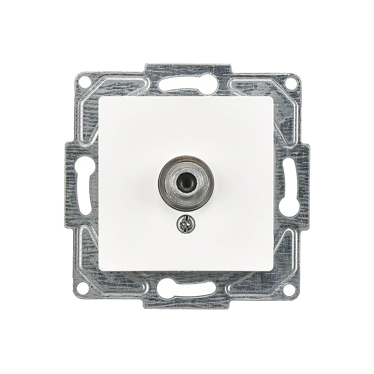 Beyaz Tekli Geçişli-Sonlu Uydu Priz Mekanizma Günsan Eqona (F Konnektör)