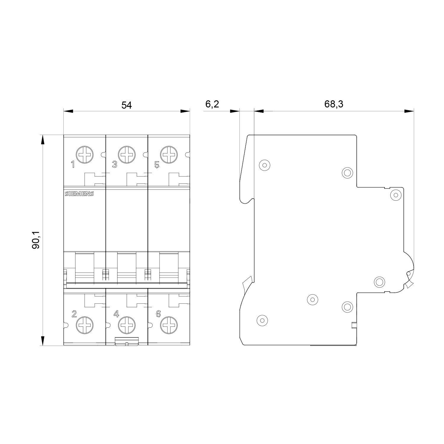 Otomatik Sigorta C Tipi - 63A 3 Fazlı 10 kA - Siemens 5SL4363-7