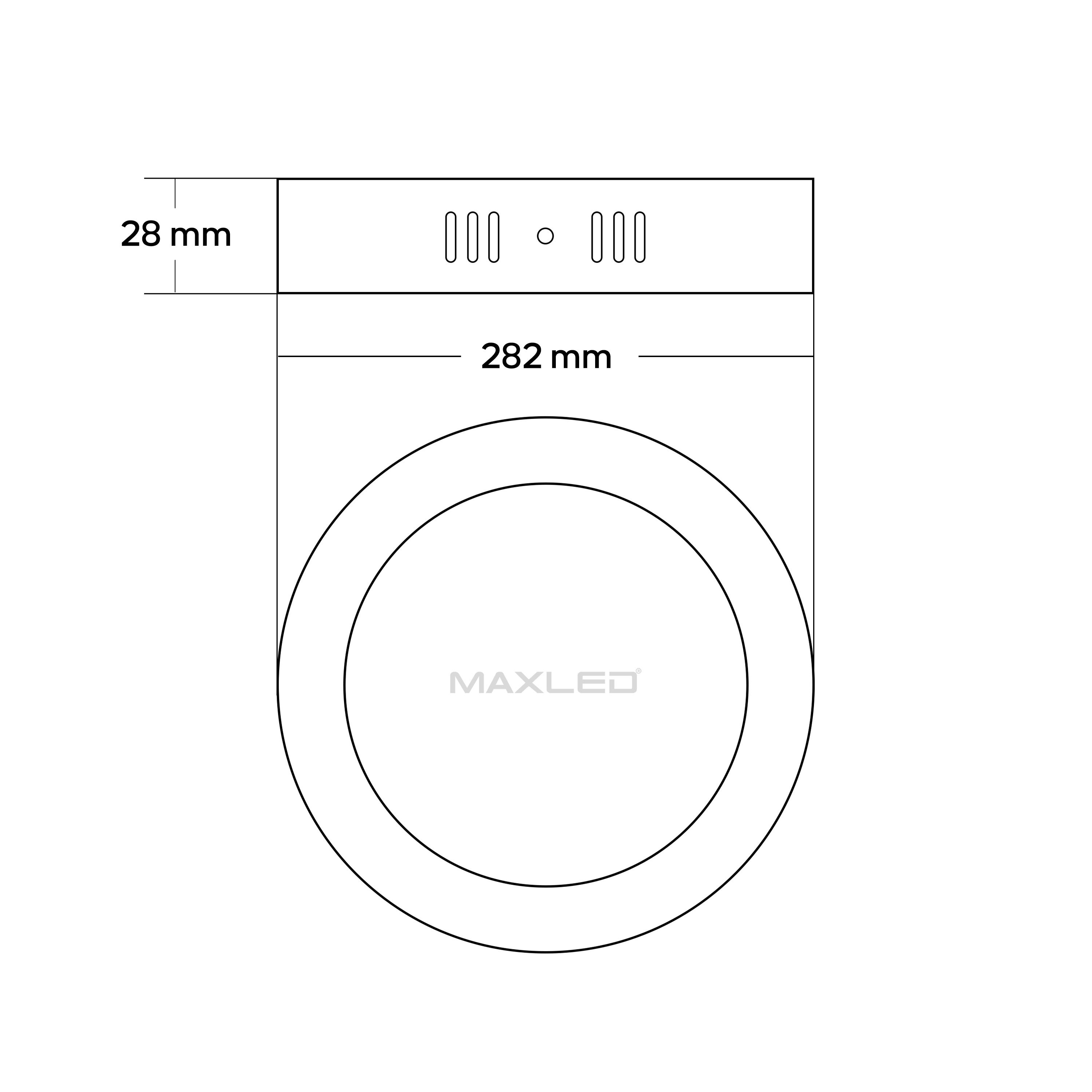 Sıva Üstü Yuvarlak LED Panel Siyah Kasa - 24W 6500K - Maxled MX-1054B