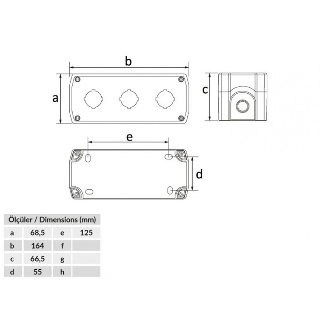 Üçlü Buton Kutusu IP44 - Bemis BT3-3000-0002