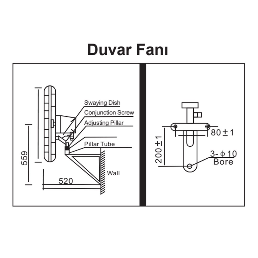 Hims HEF-D650 Sanayi Tipi Duvar Vantilatörü - 190W 65cm 3 Kanatlı