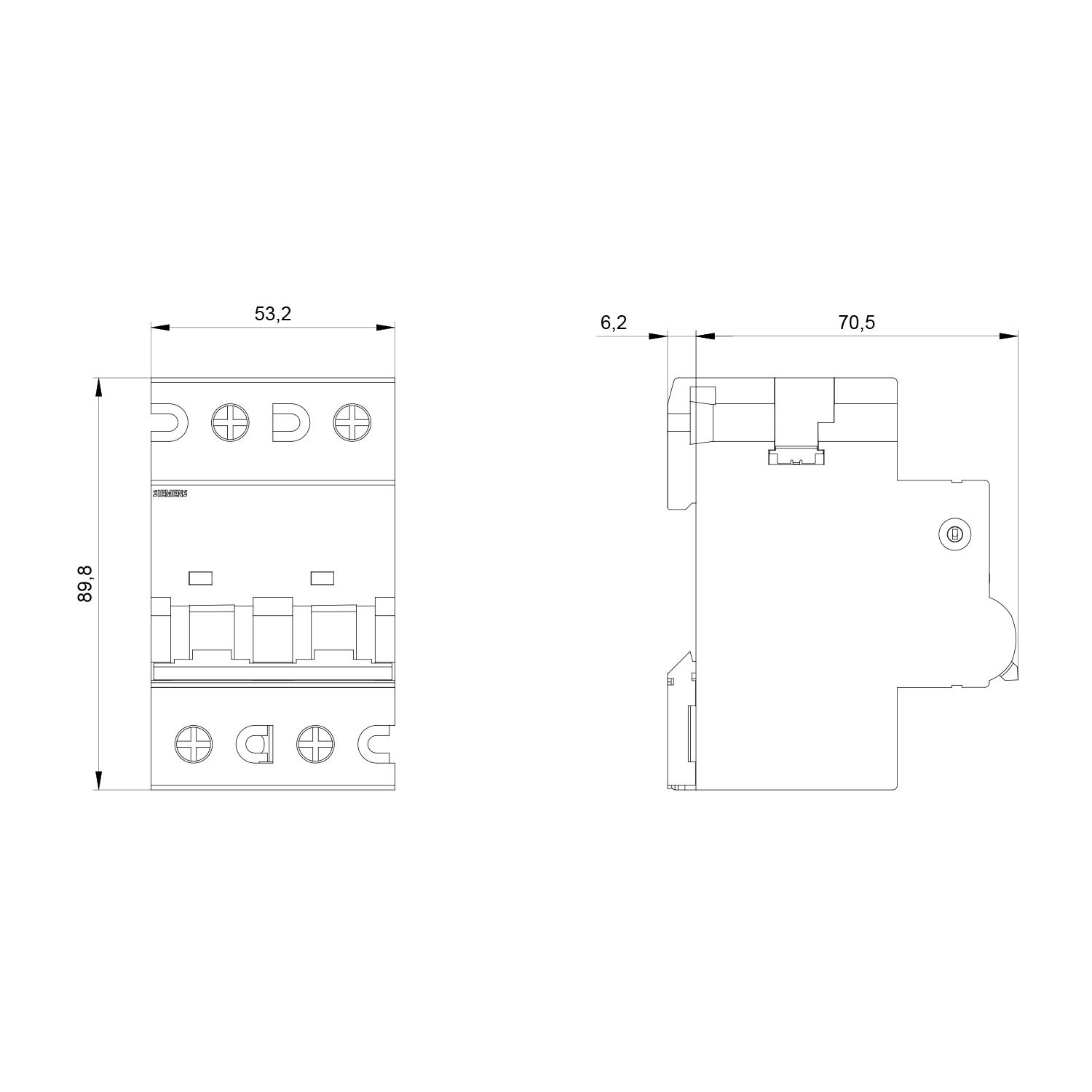 Otomatik Sigorta C Tipi - 125A 2 Fazlı 10 kA - Siemens 5SP4292-7