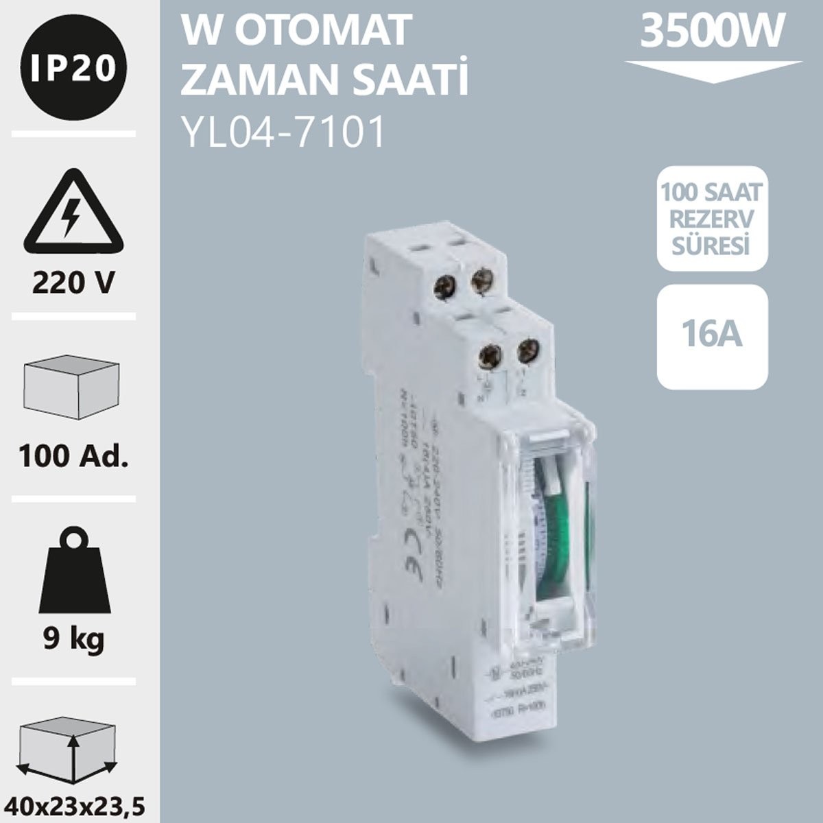 W Otomat Zaman Saati 3500W Noas YL04-7101