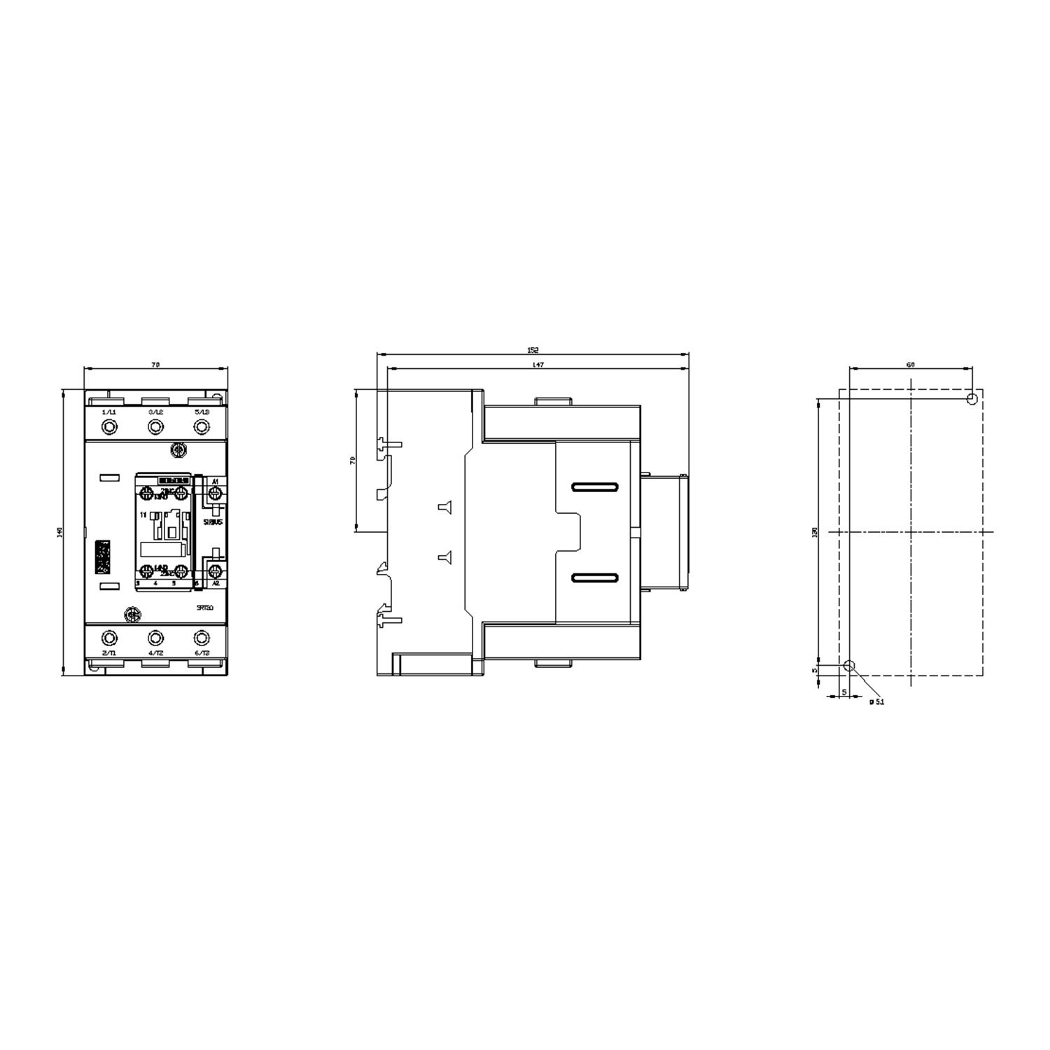 Sirius Kontaktör - 110A 230V AC 55kW - Siemens 3RT2047-1AP00