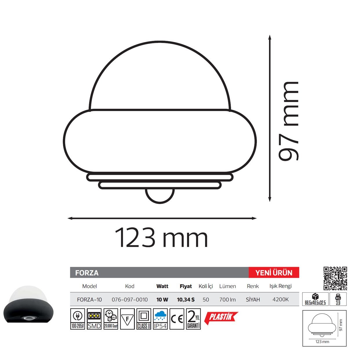 Dış Mekan LED Aplik 10W 3000K Horoz Forza 076-097-0010