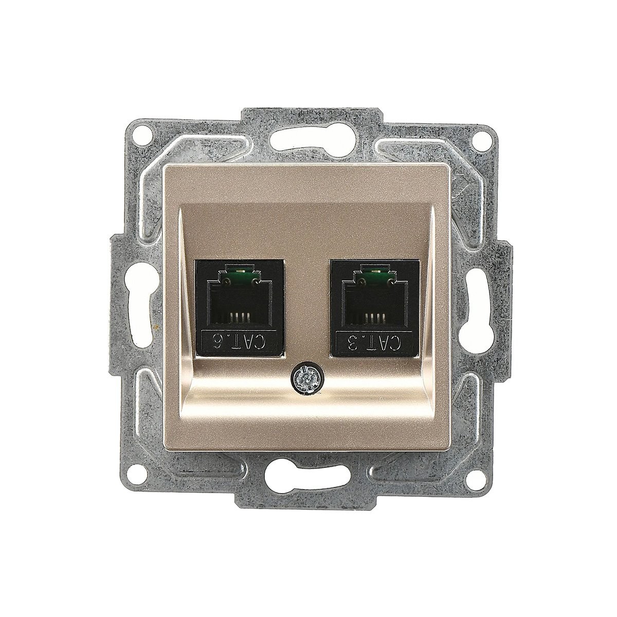 Metalik Bej Data & Nümeris Telefon Priz Mekanizma (RJ45 Cat6+Cat3) Günsan Eqona