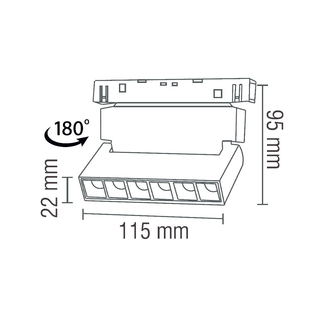 Hareketli Magnet Armatür Siyah 6W 4000K Ilık Beyaz Maxled (Osram LED'li)