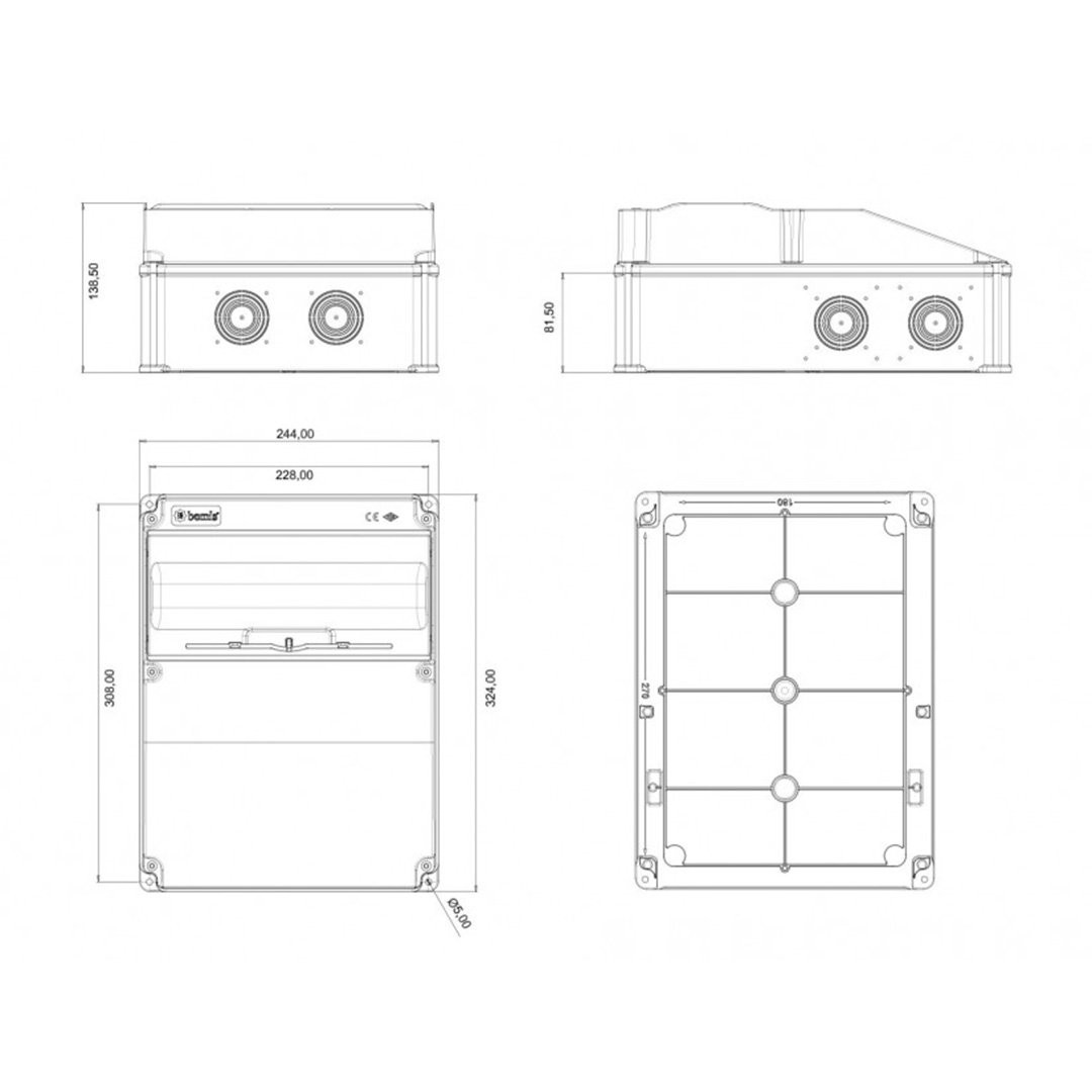Kombinasyon Panosu 5x32A 380V 2 Adet Ön / 1x16A 220V 2 Adet Yan - Bemis BD6-2234-2020