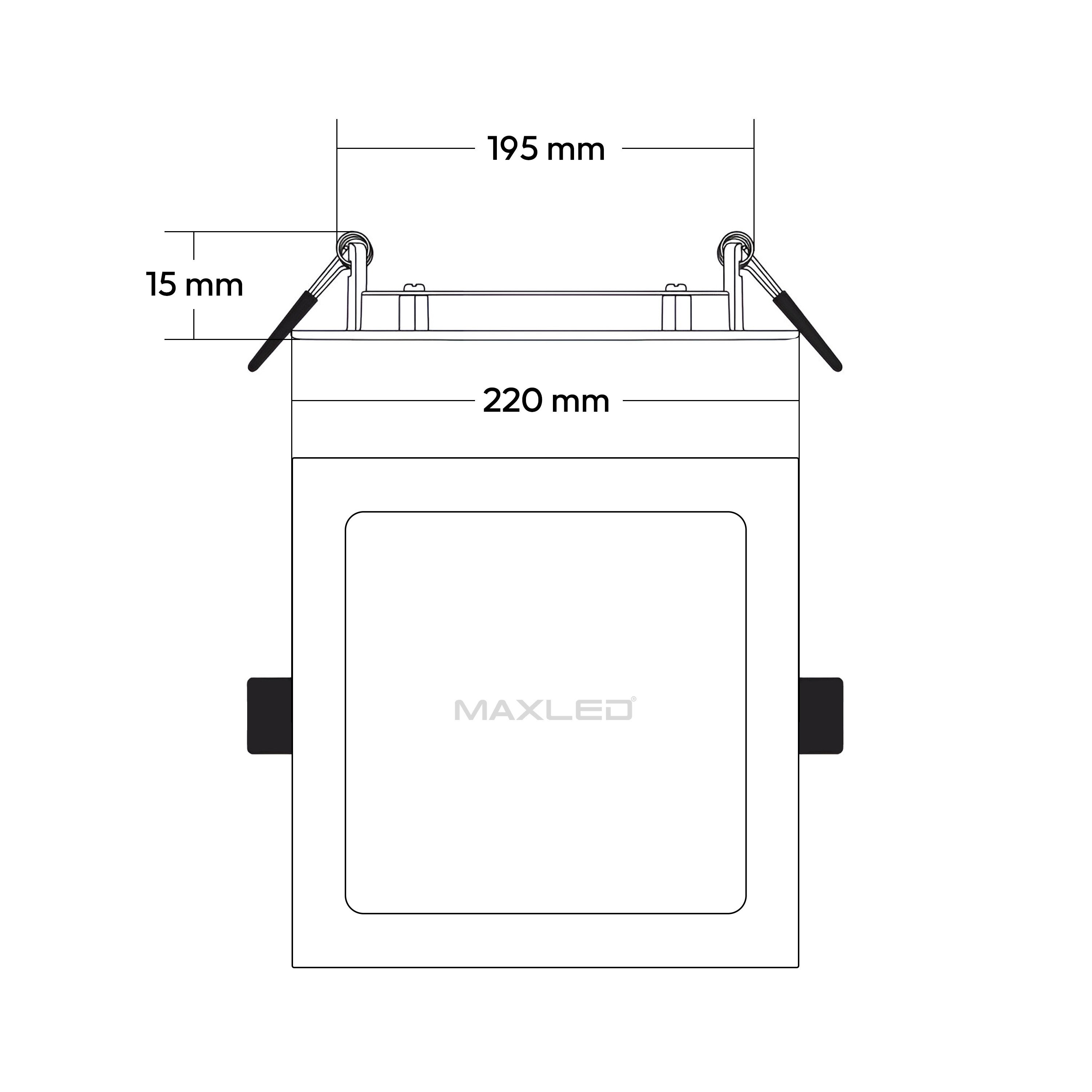Sıva Altı Kare LED Panel Siyah Kasa - 18W 3000K - Maxled MX-1037G