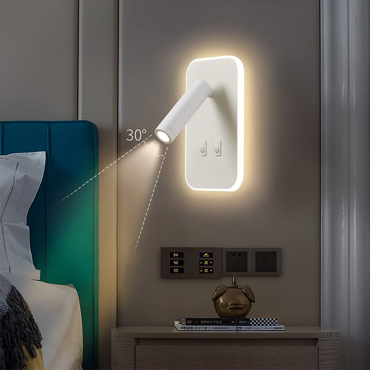 Yatak Başı Aplik 3+7W 3200K Gün Işığı Noas Ronda YL85-1732 (Beyaz)