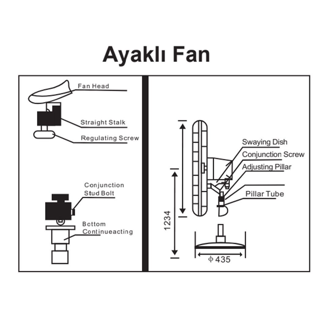 Hims HEF-A650 Sanayi Tipi Ayaklı Vantilatör - 190W 65cm 3 Kanatlı