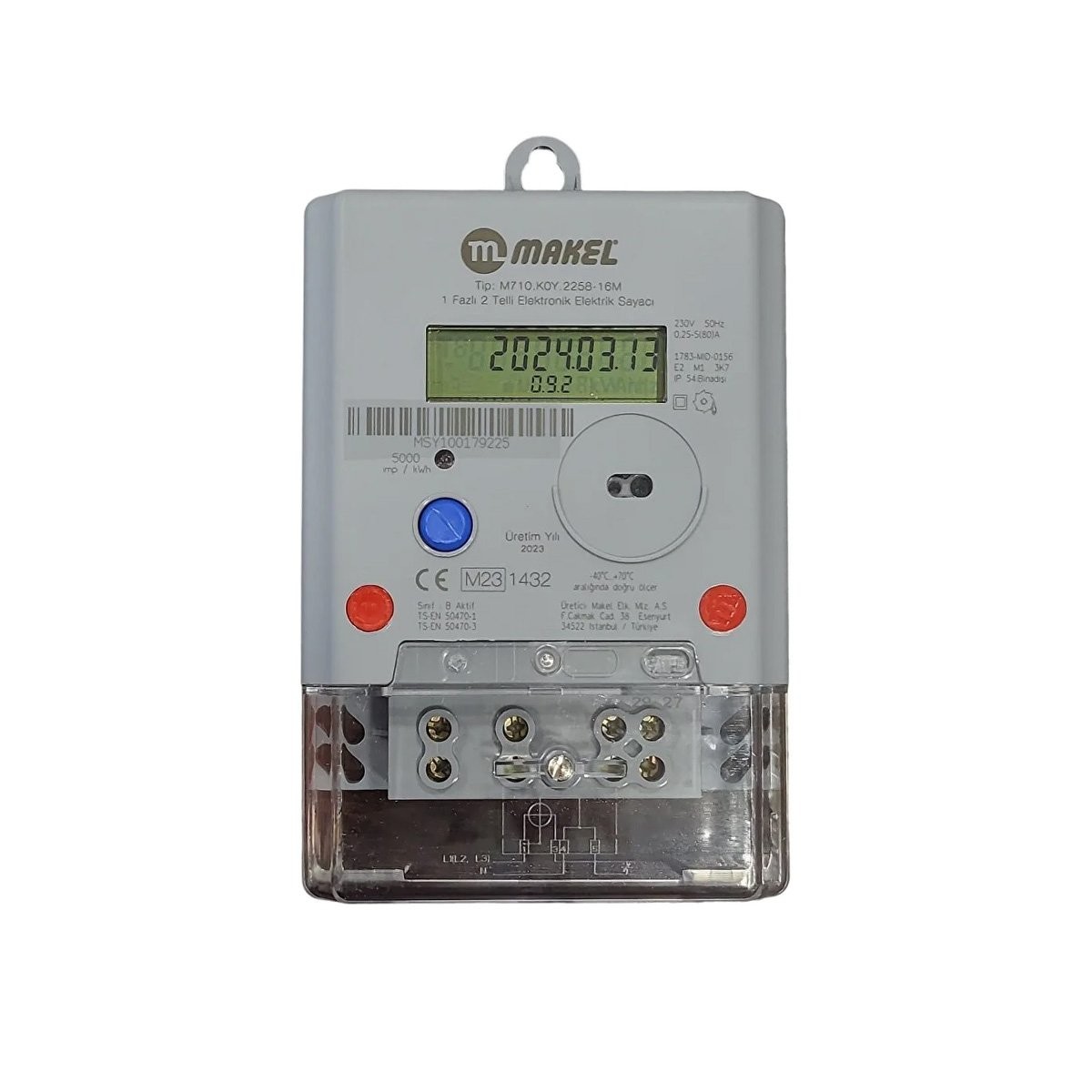 Monofaze Elektrik Sayacı Makel M710.KOY.2258