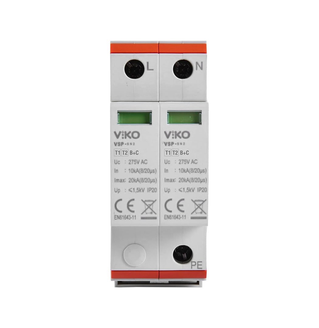 Modüler Parafudr 2 Fazlı 50kA 275V AC B+C Sınıfı Viko VSP-2/50/B+C