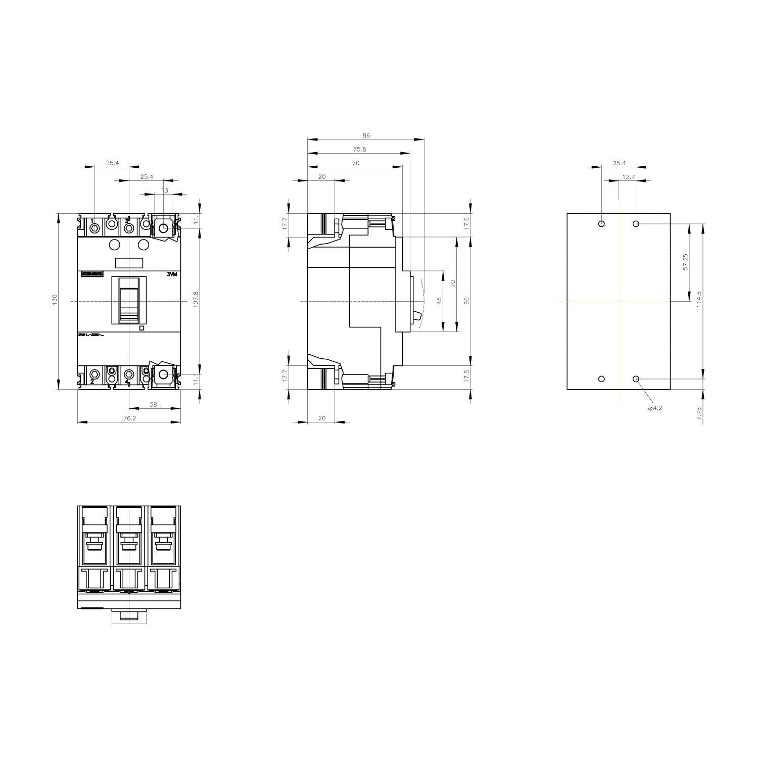 Kompakt Şalter TMŞ - 160A 25kA 3 Kutuplu - Siemens 3VM1116-3ED32-0AA0