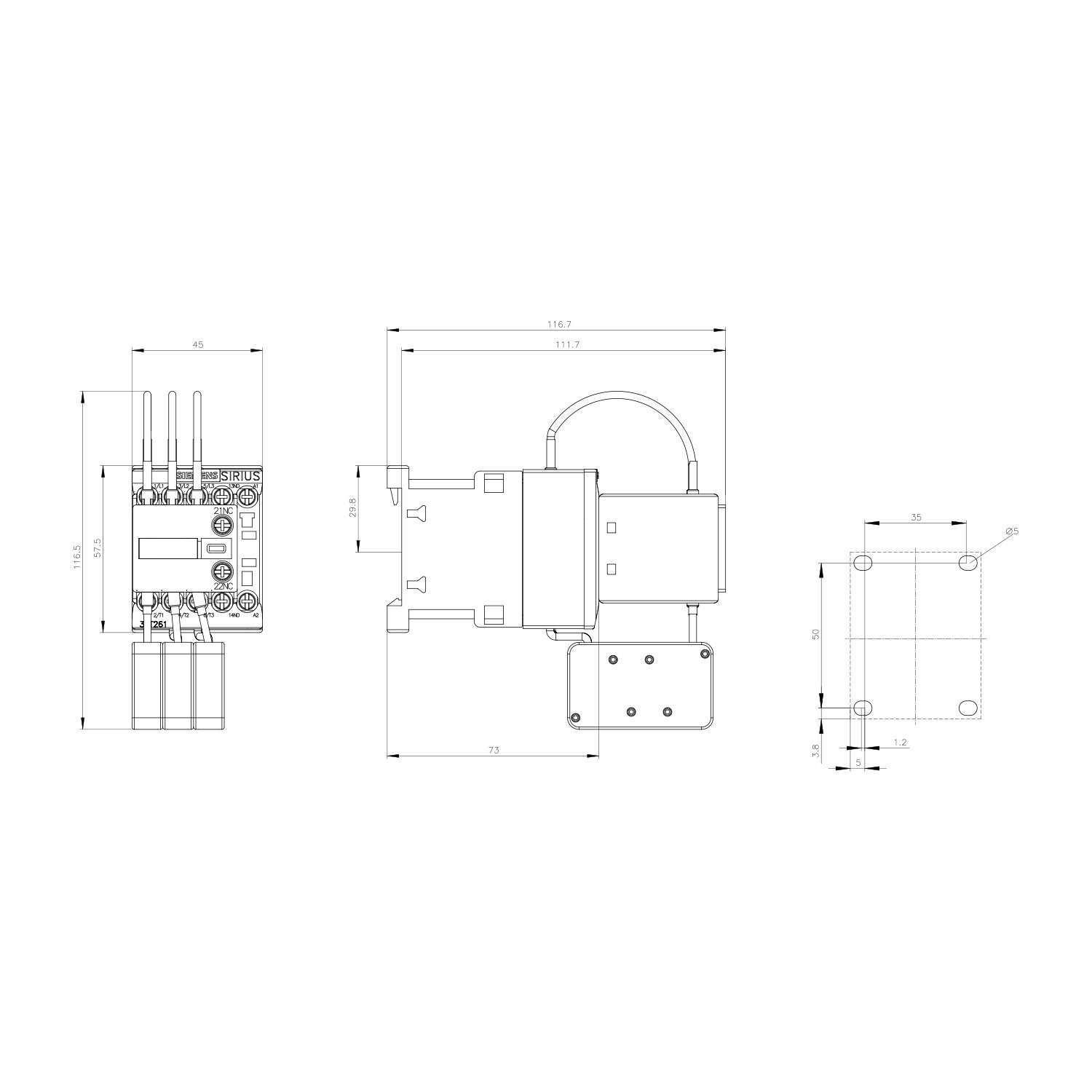 Kondansatör Kontaktör - 0-12,5kVAR - Siemens 3RT2617-1AP03