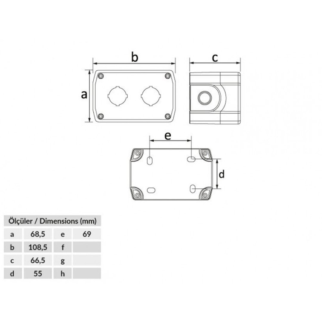 İkili Buton Kutusu IP44 - Bemis BT3-2000-0002