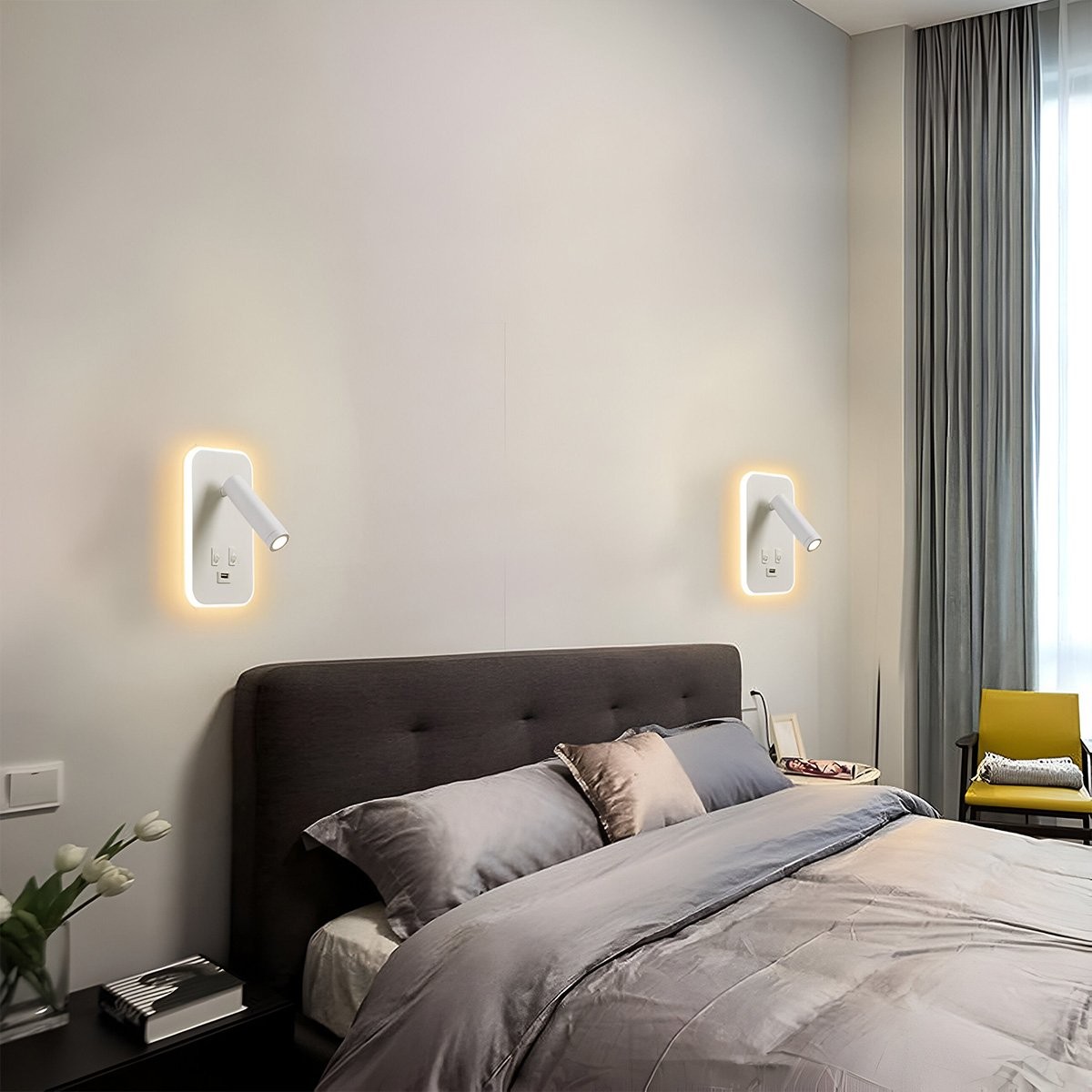 Yatak Başı Aplik 3+7W 3200K Gün Işığı Noas Ronda YL85-1732 (Beyaz)