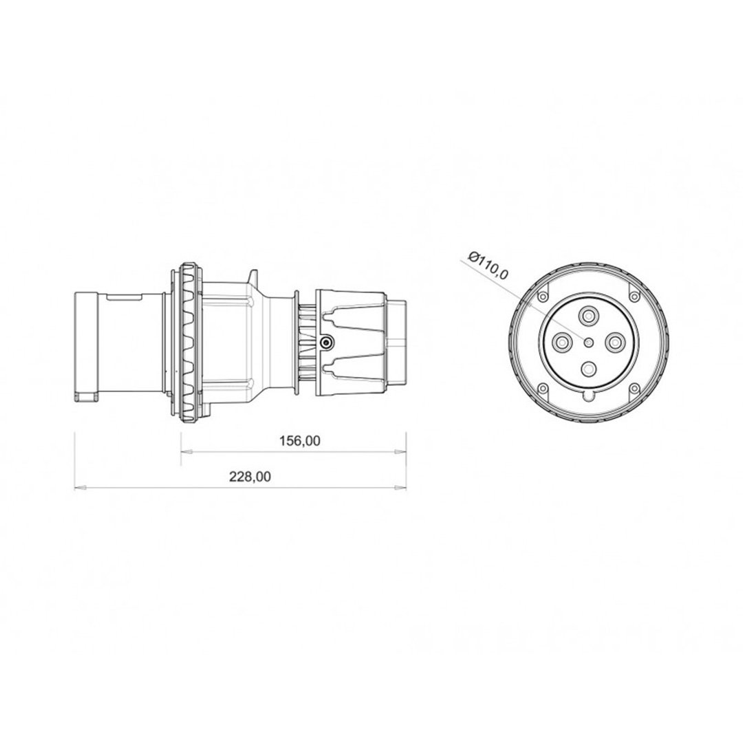 Düz Erkek Fiş 4x63A 380V - Bemis BC1-4504-2011