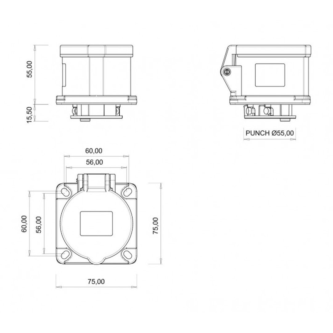 Makine Priz 5x16A 380V - Bemis BC1-1505-2413