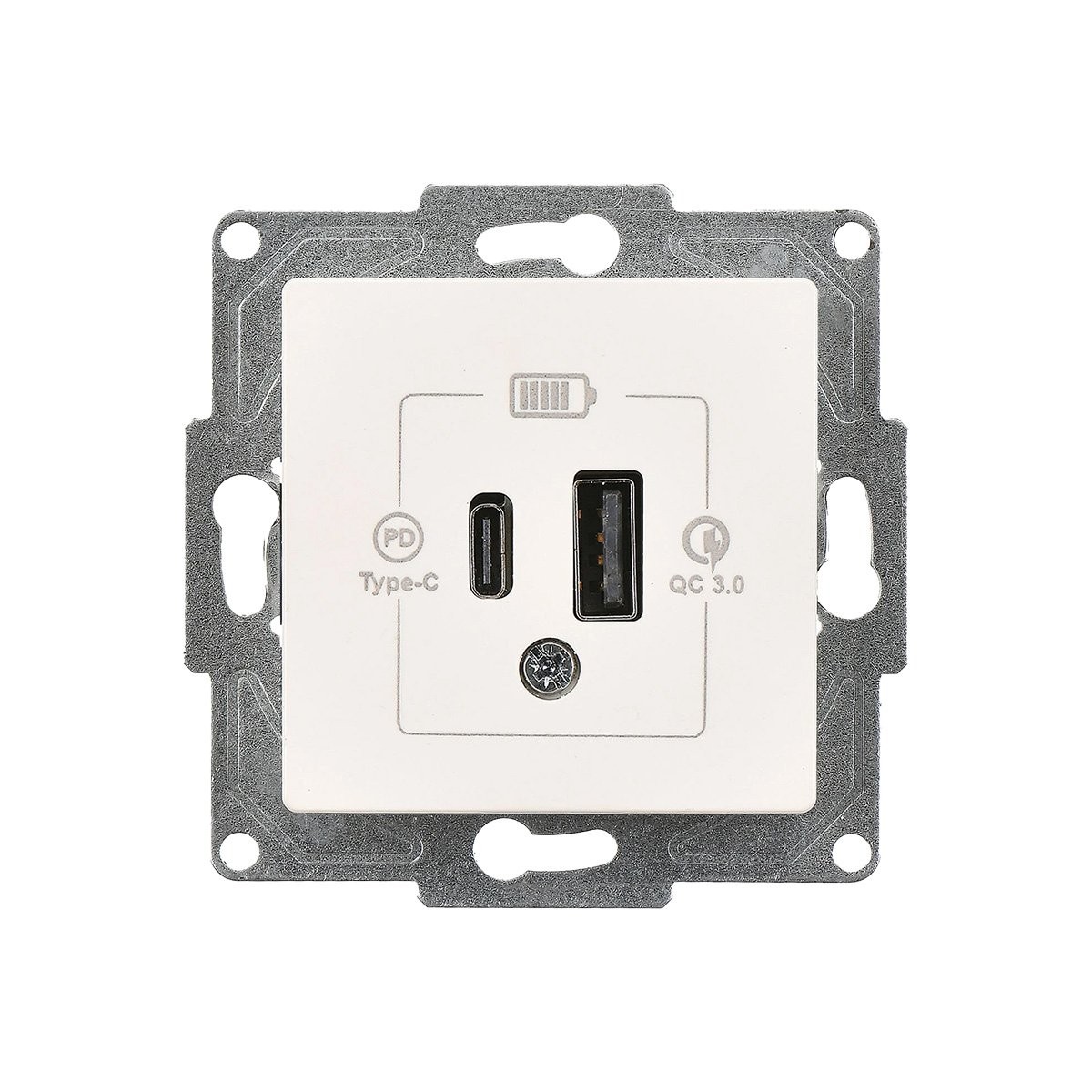 Fildişi Beyazı 2 Çıkışlı USB Şarj Priz Mekanizma - 20W (Type C + Type A) Günsan Eqona