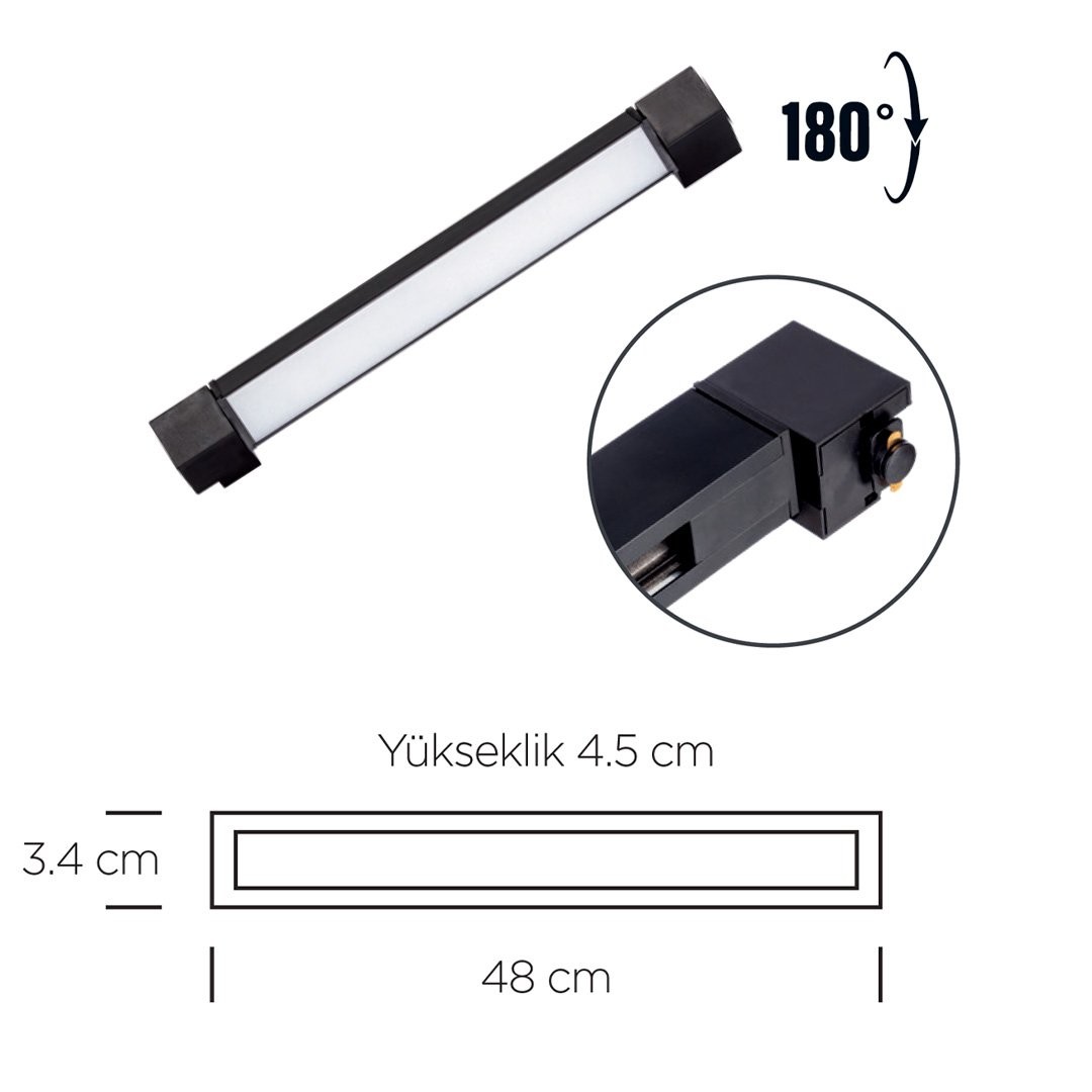 Opak Lineer Ray Spot Siyah Kasa 30W 3000K Gün Işığı ZMR (48cm)