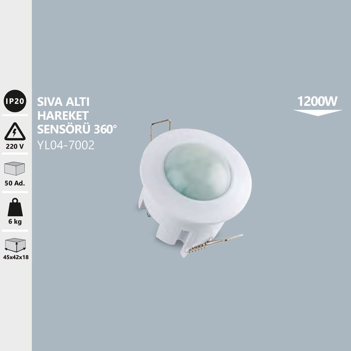 Sıva Altı Hareket Sensörü 1200W 360° Noas YL04-7002