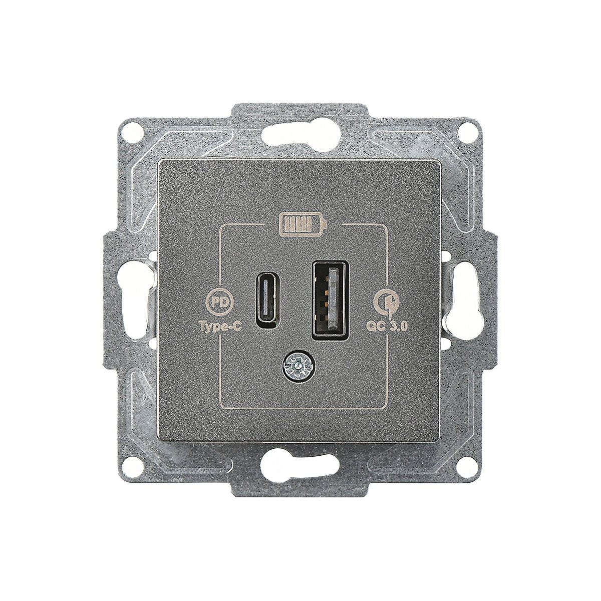 Füme 2 Çıkışlı USB Şarj Priz Mekanizma - 20W (Type C + Type A) Günsan Eqona