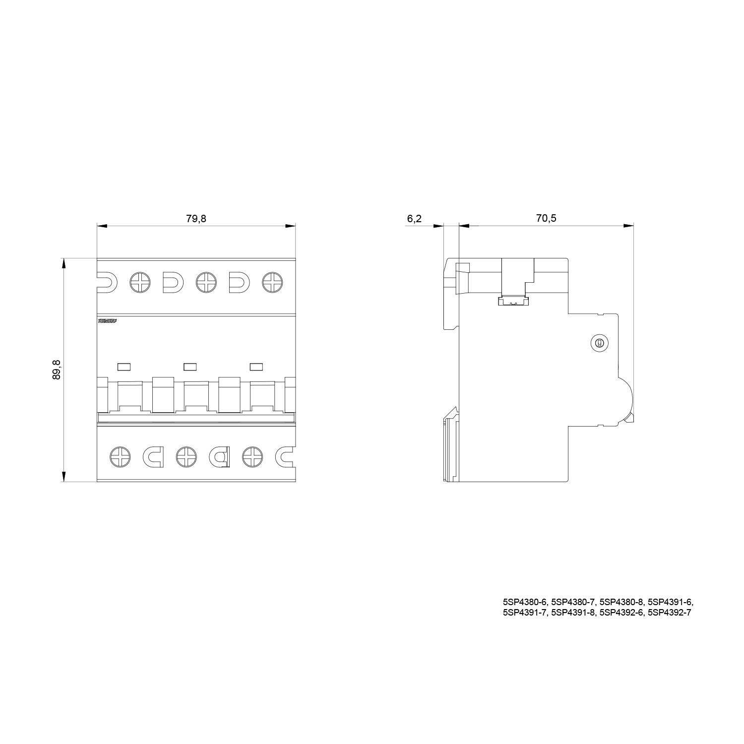 Otomatik Sigorta C Tipi - 100A 3 Fazlı 10 kA - Siemens 5SP4391-7