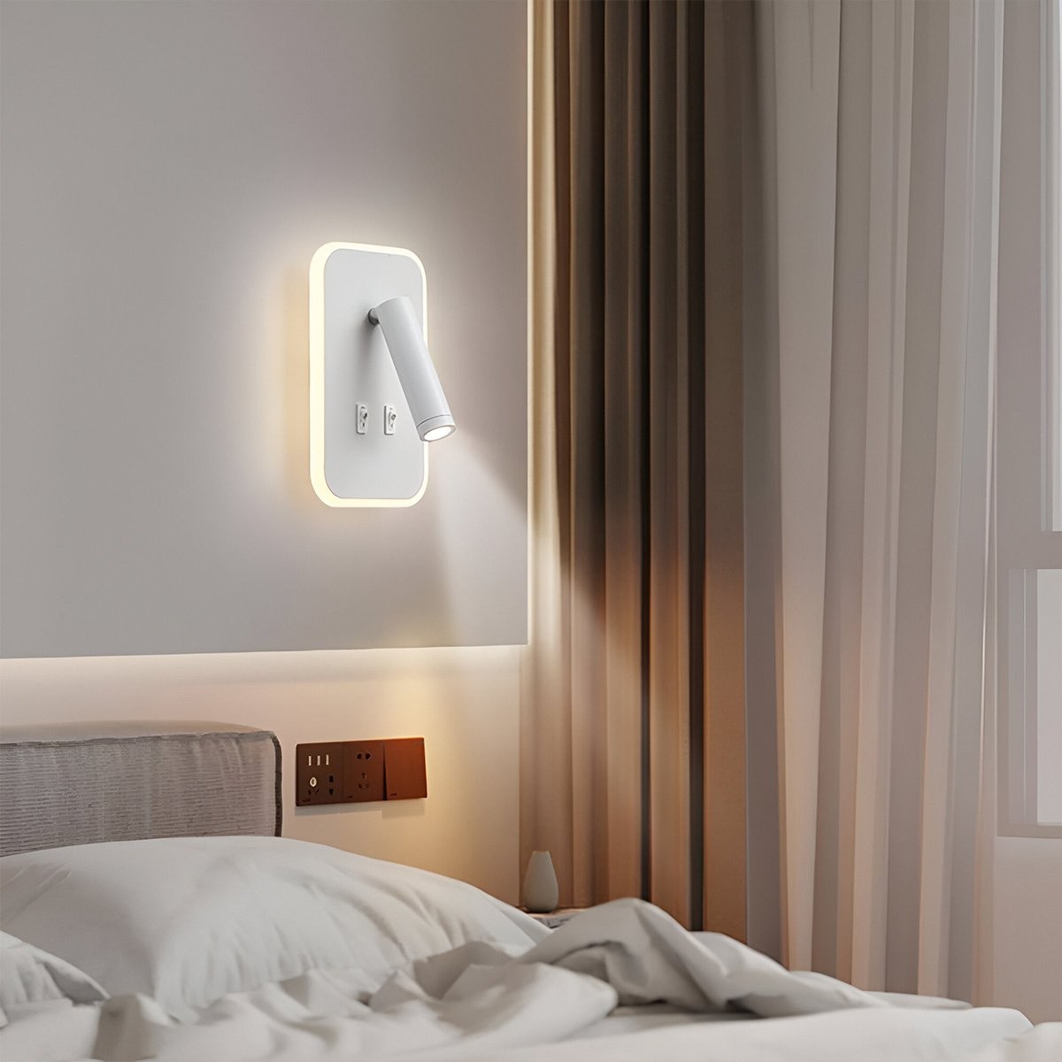 Yatak Başı Aplik 3+7W 3200K Gün Işığı Noas Ronda YL85-1732 (Beyaz)