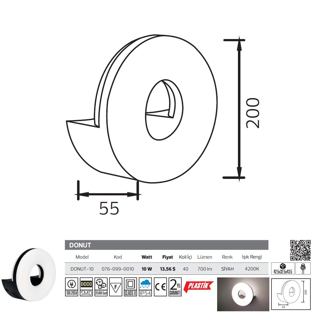 Dış Mekan LED Aplik 10W 3000K Horoz Donut 076-099-0010
