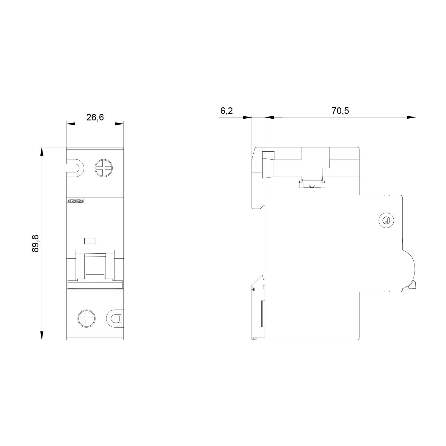 Otomatik Sigorta C Tipi - 100A 1 Fazlı 10 kA - Siemens 5SP4191-7