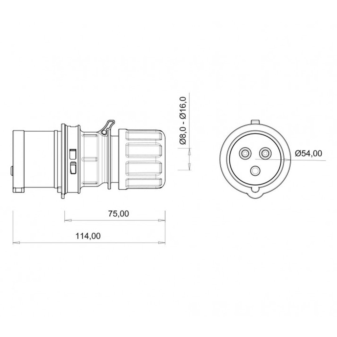 Düz Fiş 3x16A 220V - Bemis BC1-1403-2011