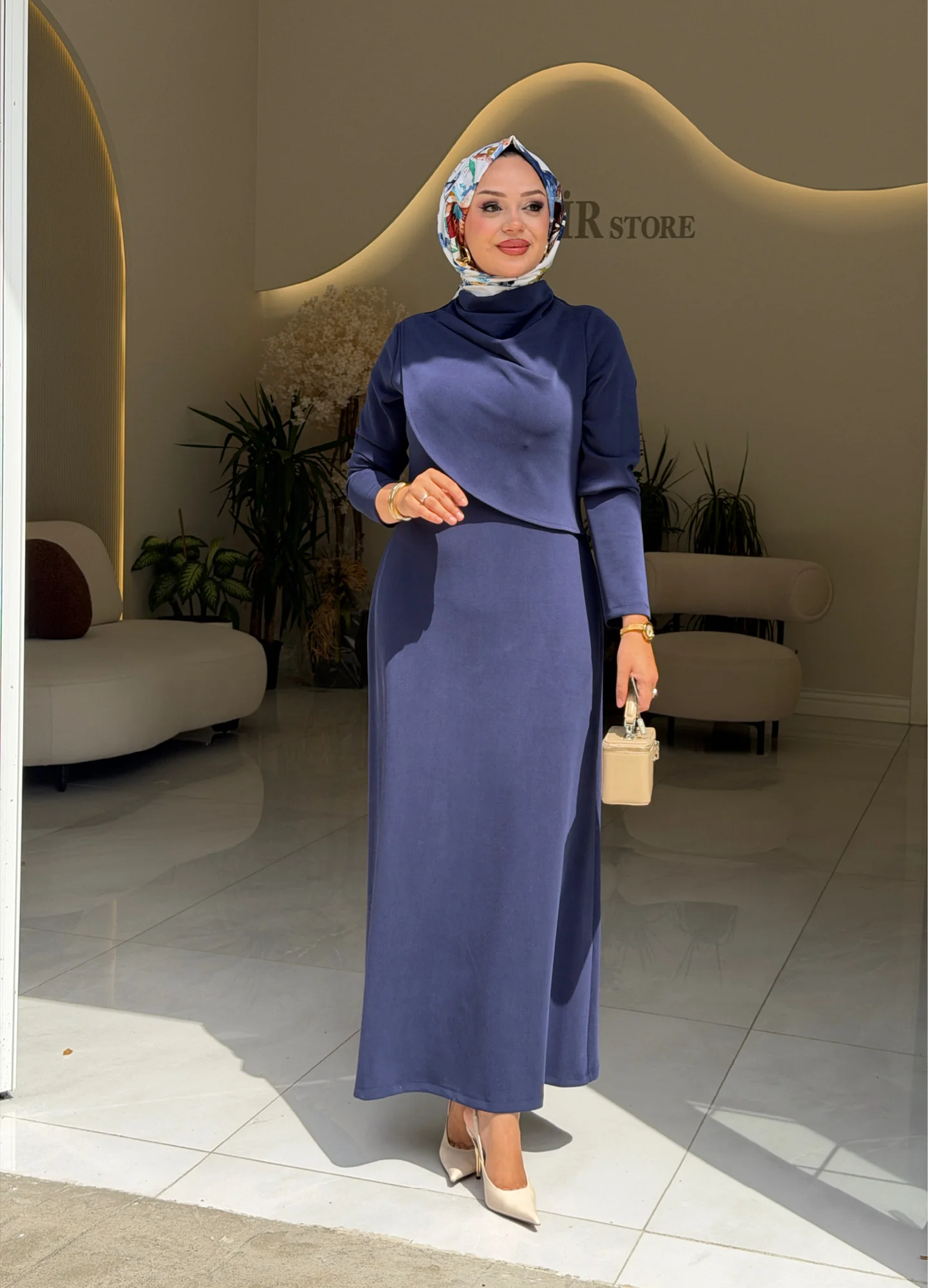 DRAPE YAKA ELBİSE