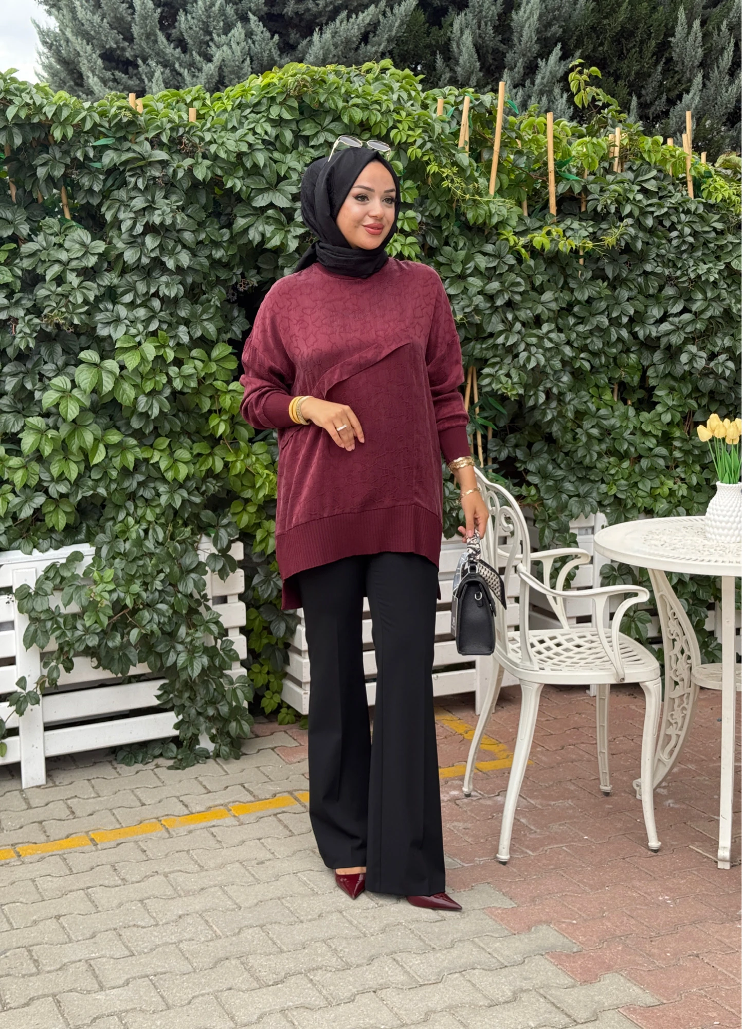 NUSS  ÖNÜ FIRFIR DETAYLI İPEK QUPRA BLUZ