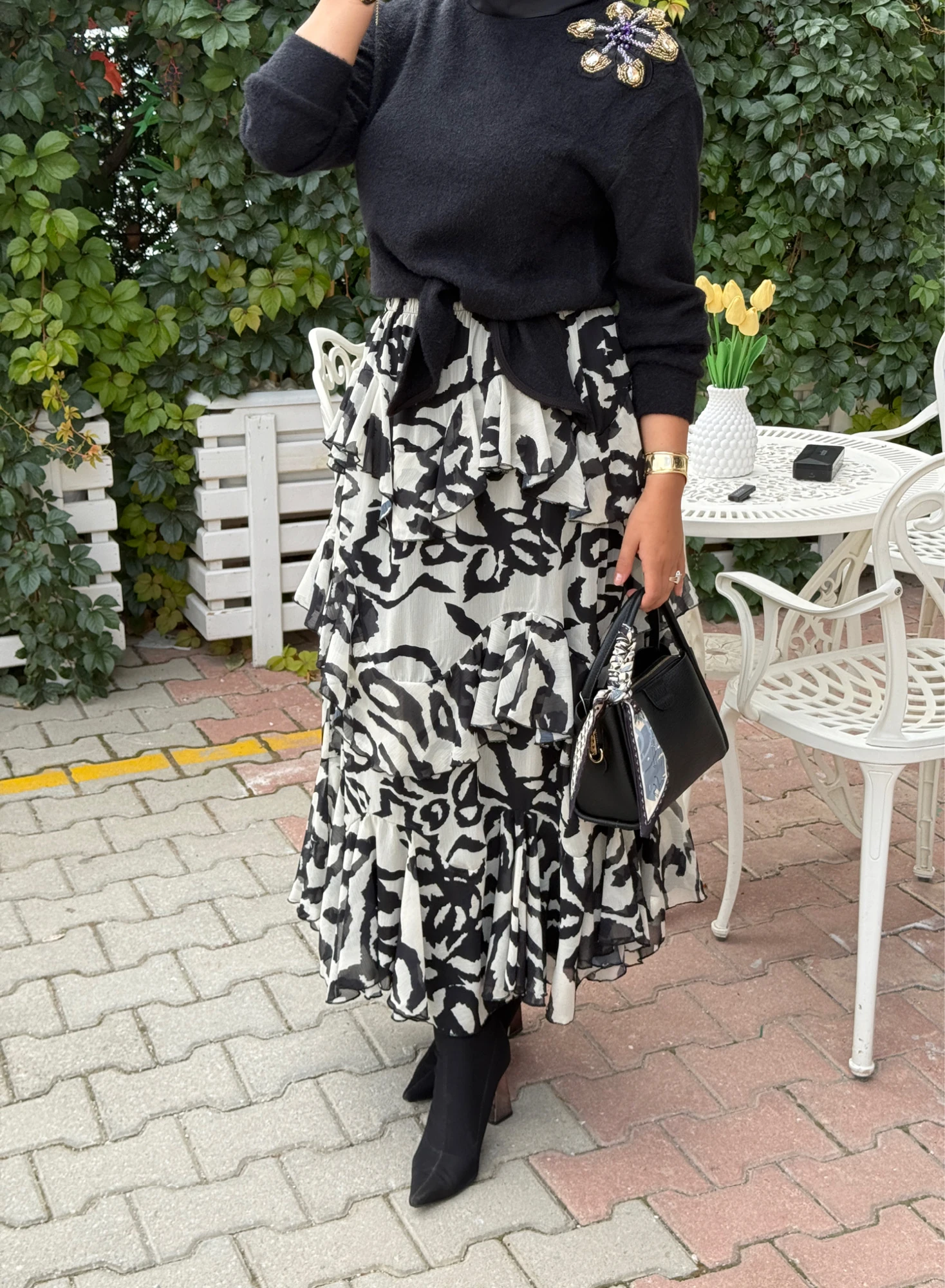 DESENLİ ŞİFON ETEK