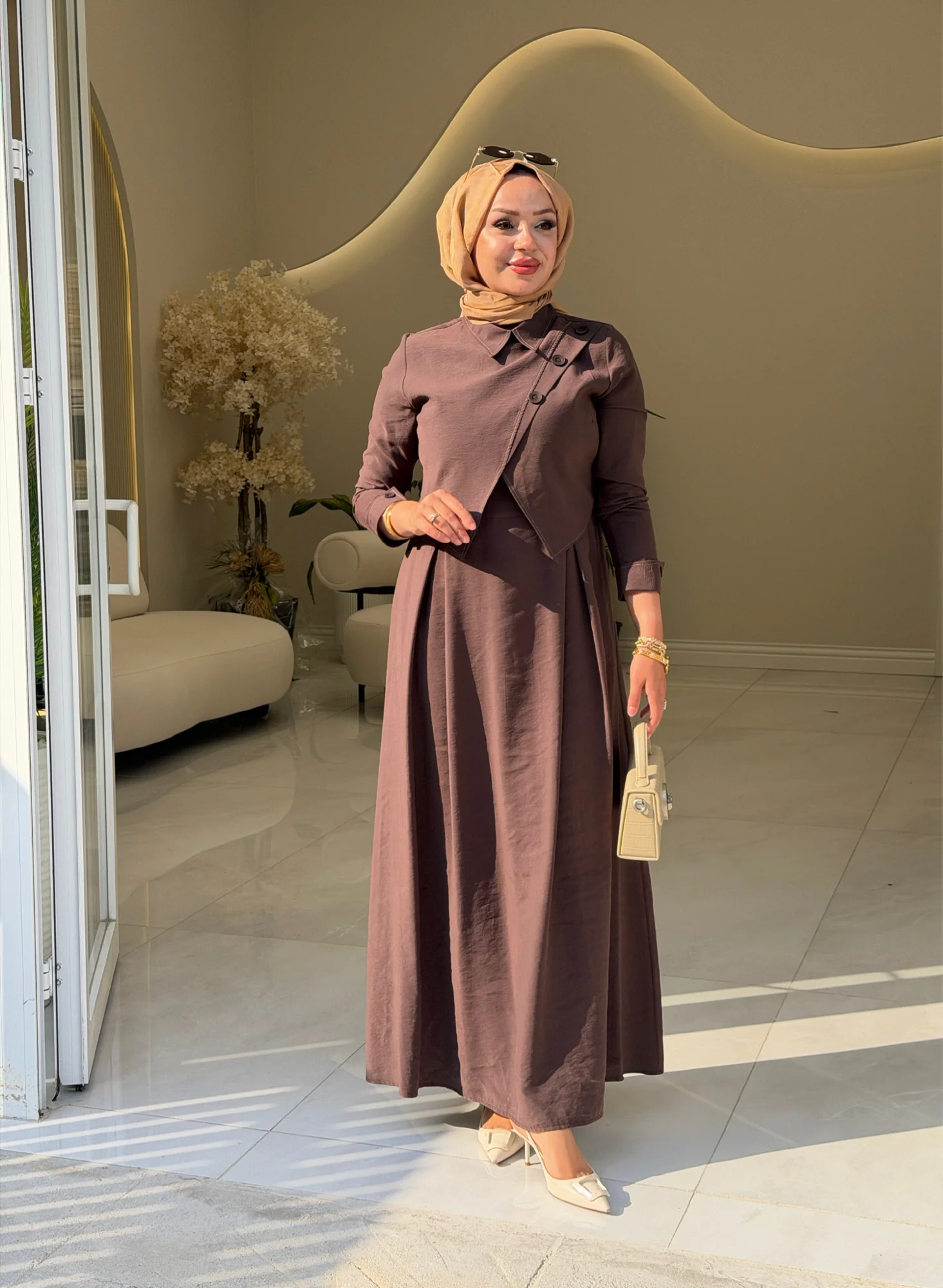 DERİN 8085 DÜĞME DETAYLI ELBİSE