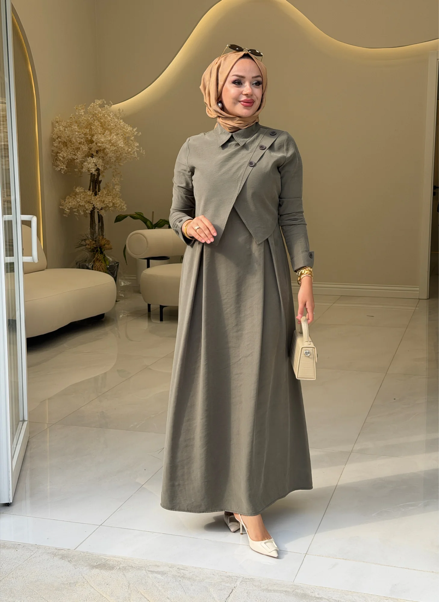 DERİN 8085 DÜĞME DETAYLI ELBİSE