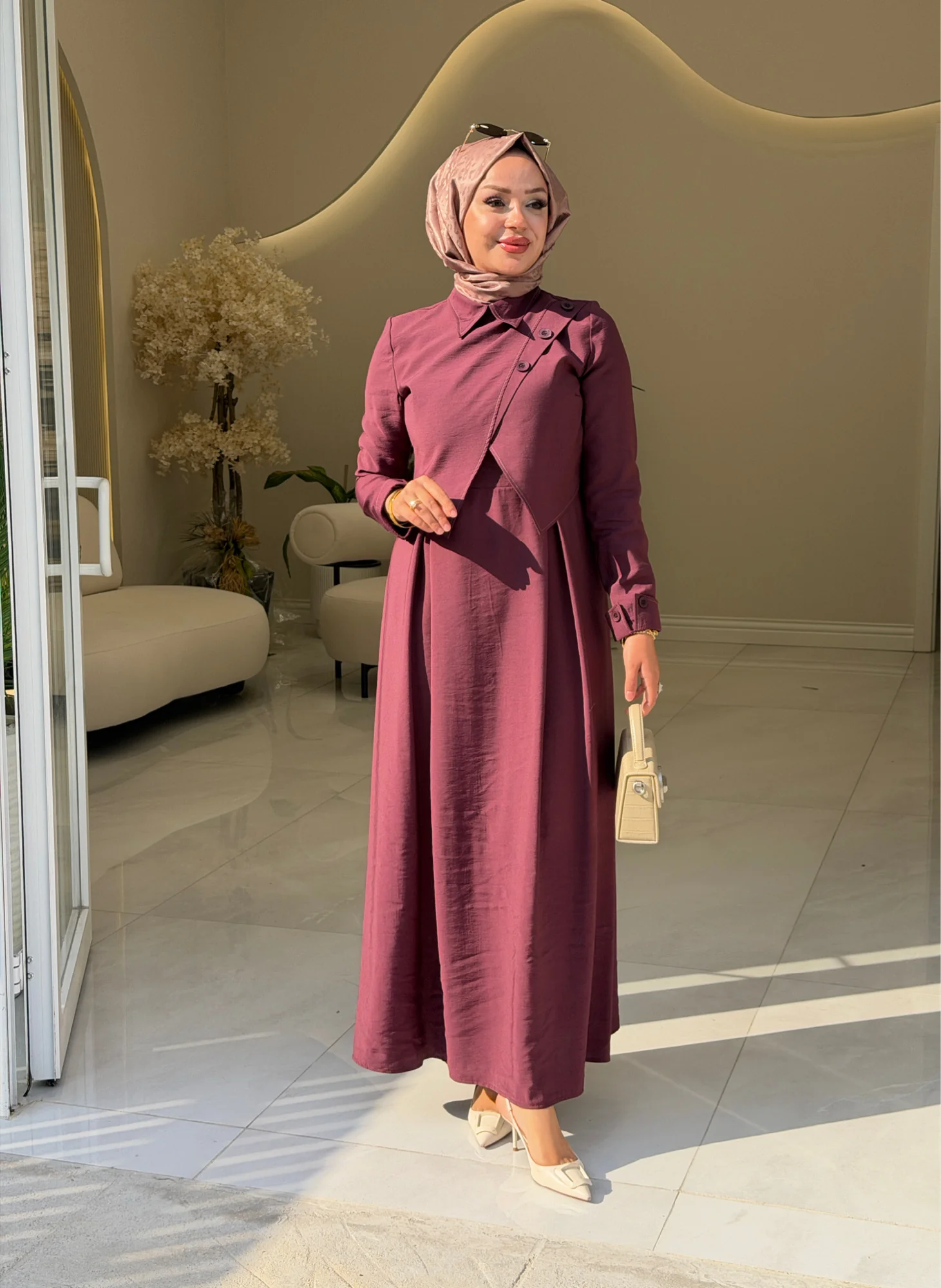 DERİN 8085 DÜĞME DETAYLI ELBİSE